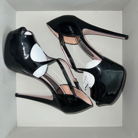 Gucci Black Patent Leather Vernice Crystal/Napa Charlott Nero Size IT 36, US 6. - Picture 15 of 16